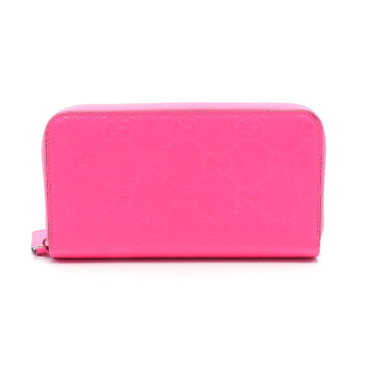 Luxury Gucci Trending 2025 GG Rubber Effect Round zipper long wallet Rubber Pink