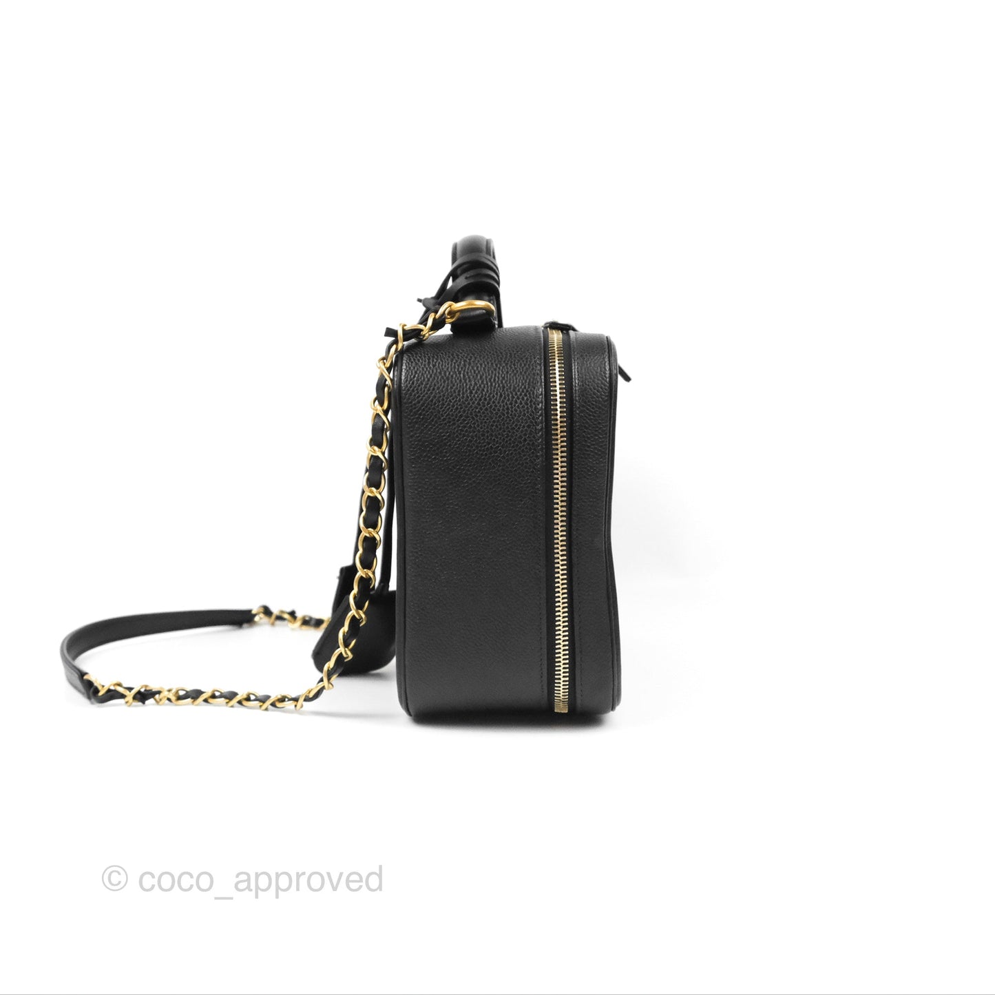 Chanel Quilted Large CC Filigree Vanity Case Black Caviar Gold Hardware
