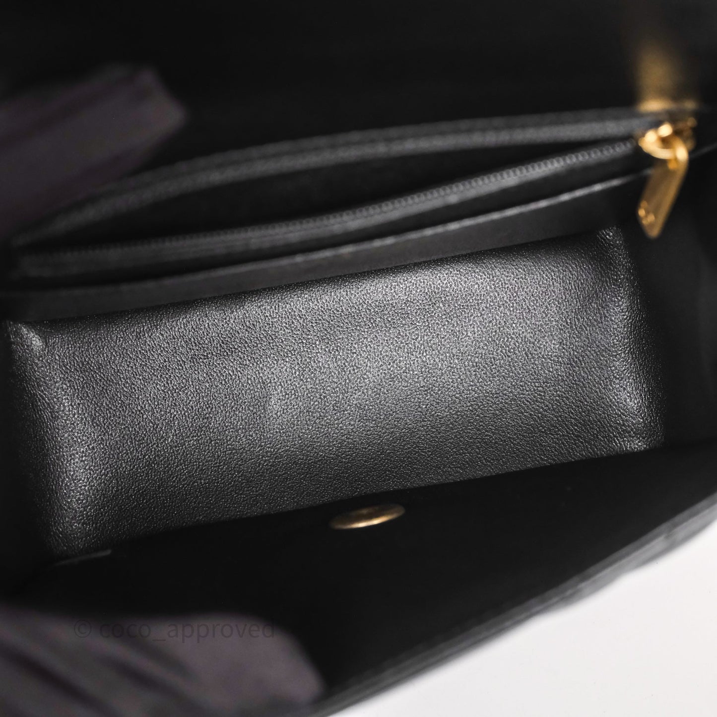 Chanel Mini Square Flap Chevron Black Lambskin Aged Gold Hardware