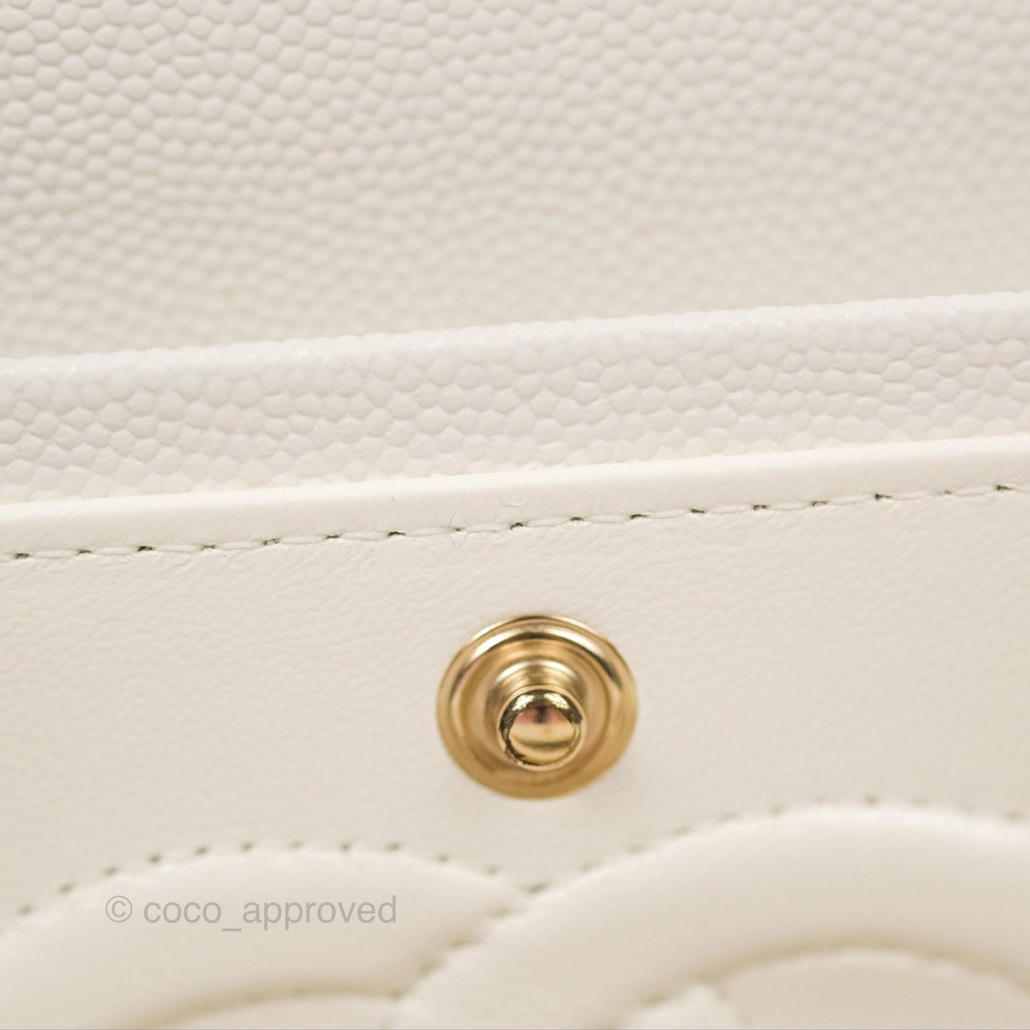 Chanel Classic M/L Medium Flap Quilted White Caviar Gold Hardware