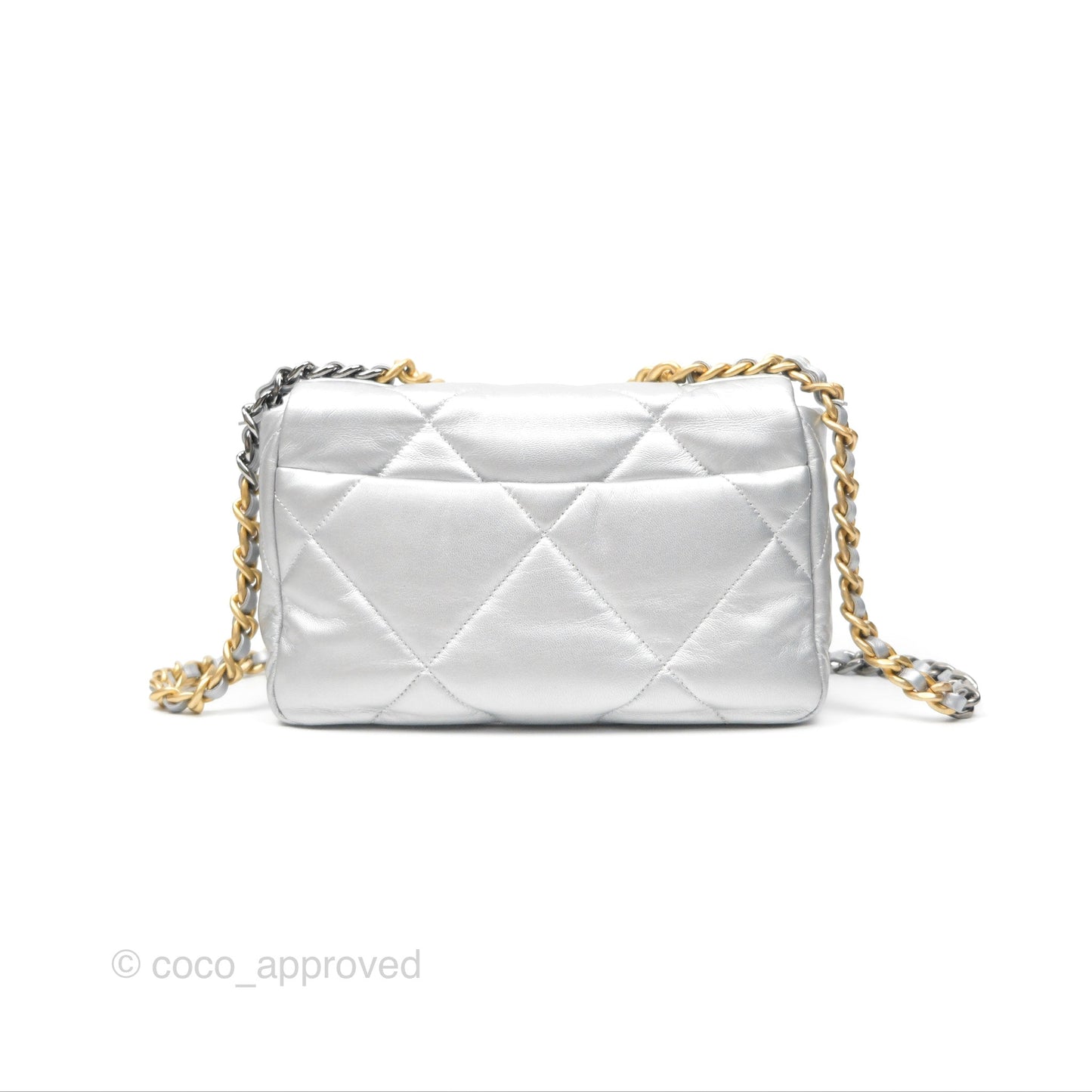 Chanel 19 Small Metallic Silver Goatskin Mixed Hardware