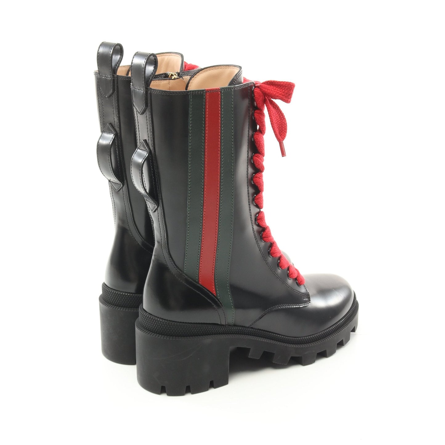 Luxury Gucci Trending 2025 Combat Boots Leather Black Green Red