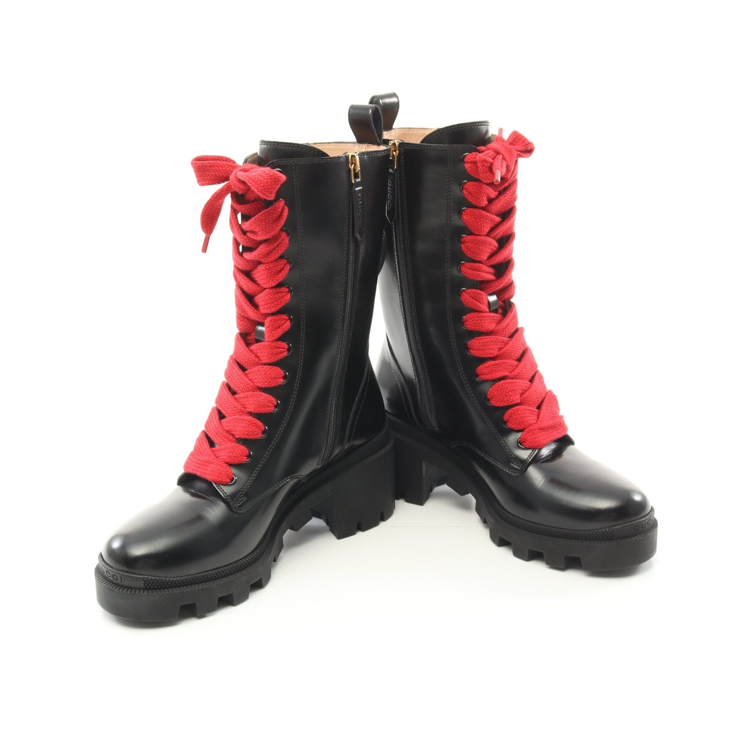 Luxury Gucci Trending 2025 Combat Boots Leather Black Green Red