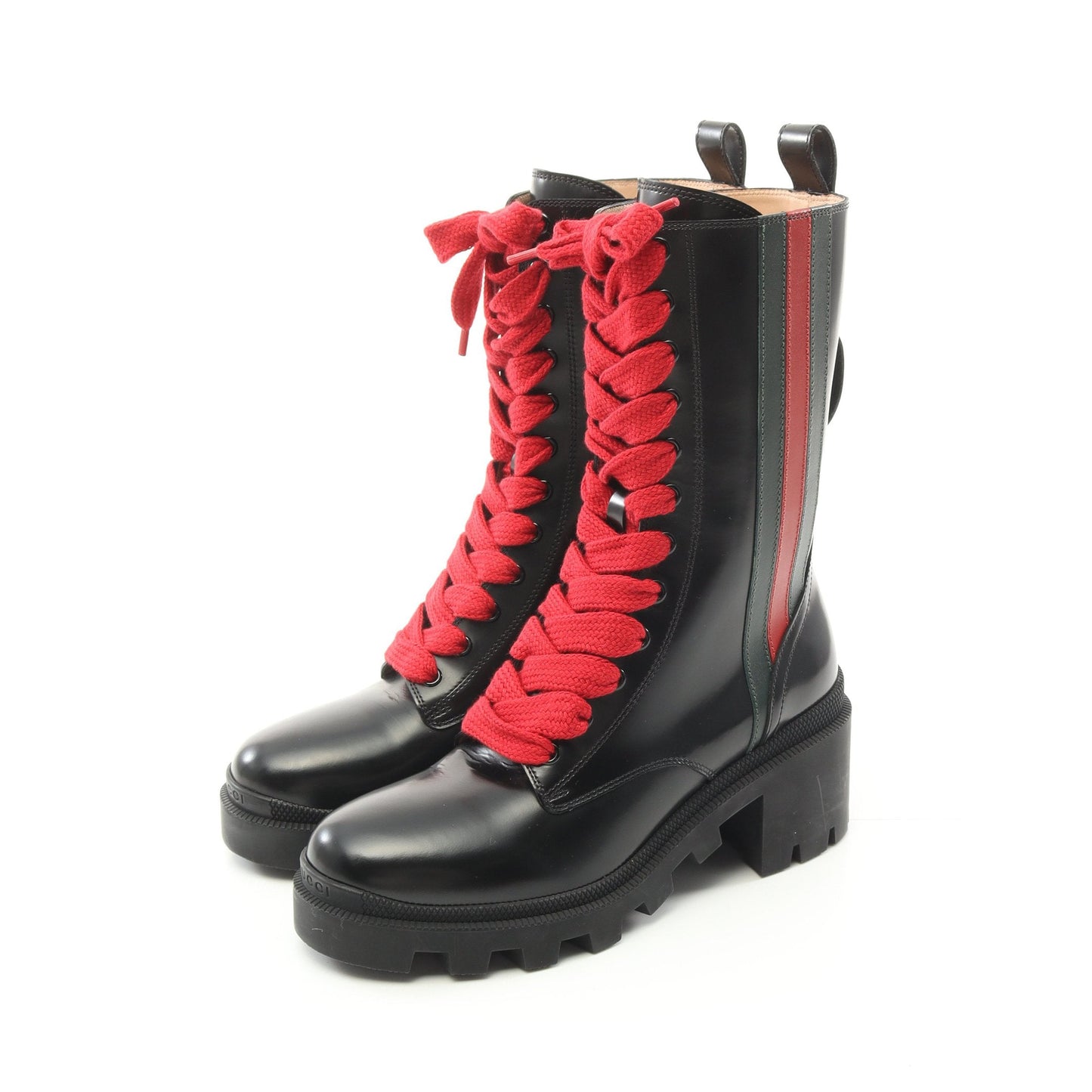 Luxury Gucci Trending 2025 Combat Boots Leather Black Green Red