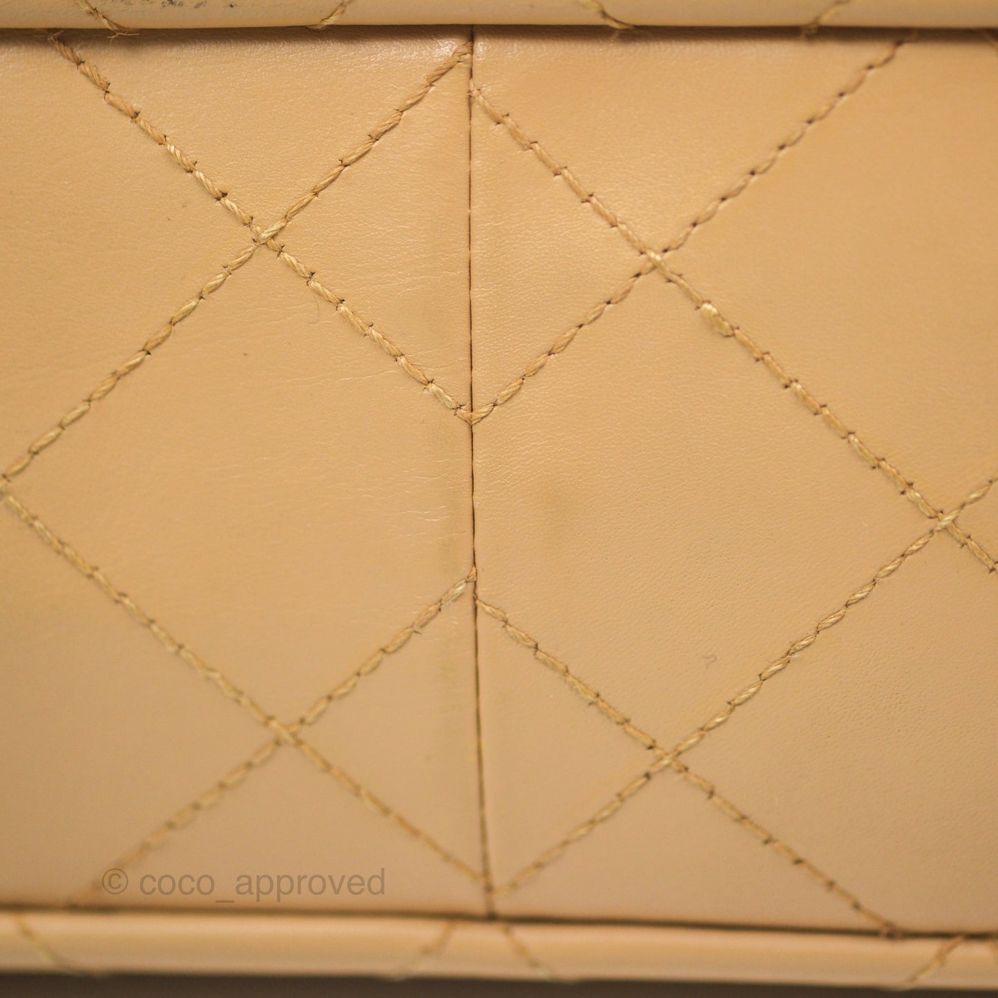 Chanel Vintage Jumbo Beige Flap Bag Lambskin Enamel Hardware