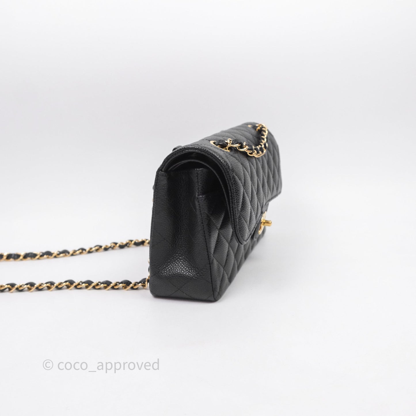 Chanel Small S/M Classic Flap Quilted Black Caviar Gold Hardware