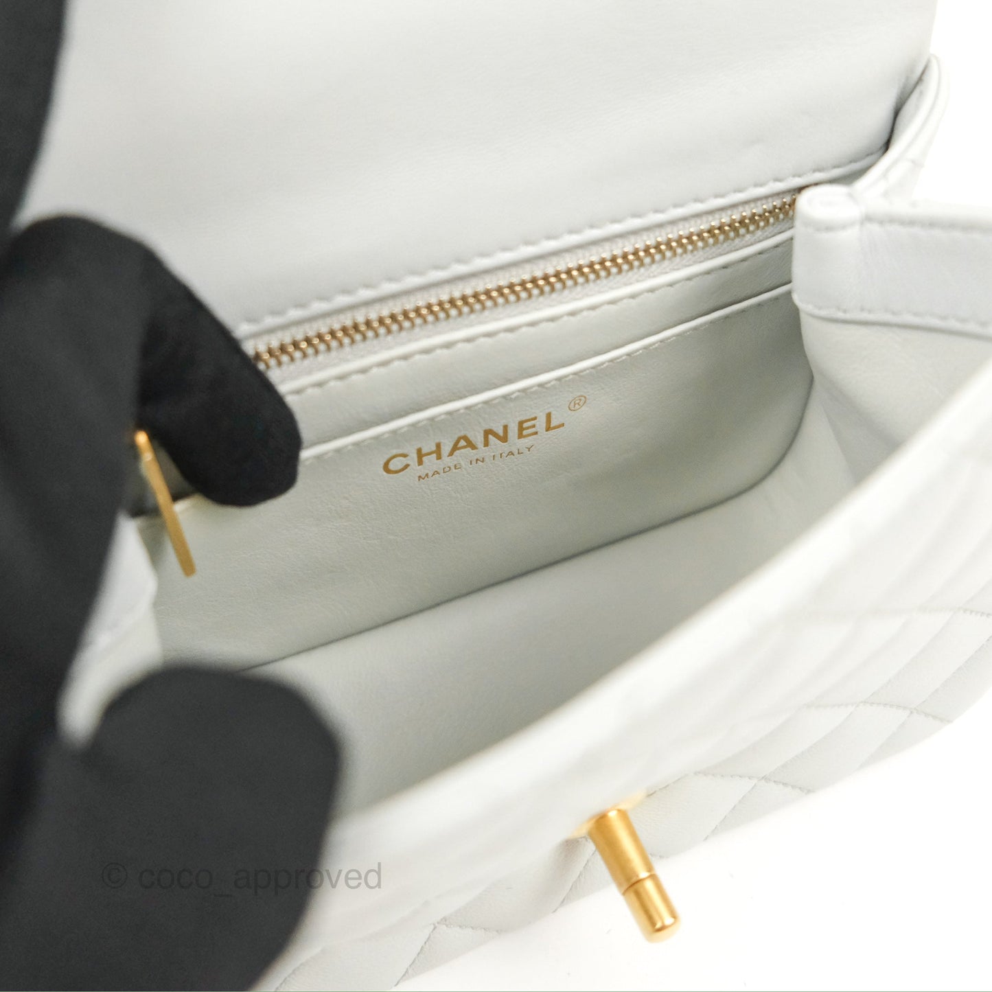 Chanel Quilted Mini Square Flap with Camellia Adjustable Chain Blue Clair Lambskin 23S