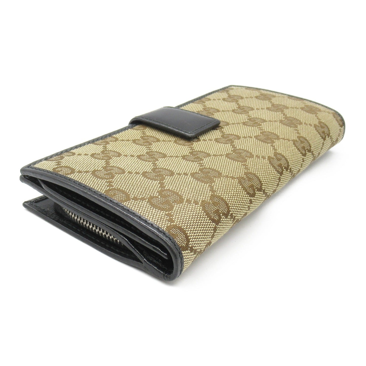 Luxury Gucci Trending 2025 GG Hook Long Wallet Bi-fold Long Wallet GG canvas Leather Beige Black