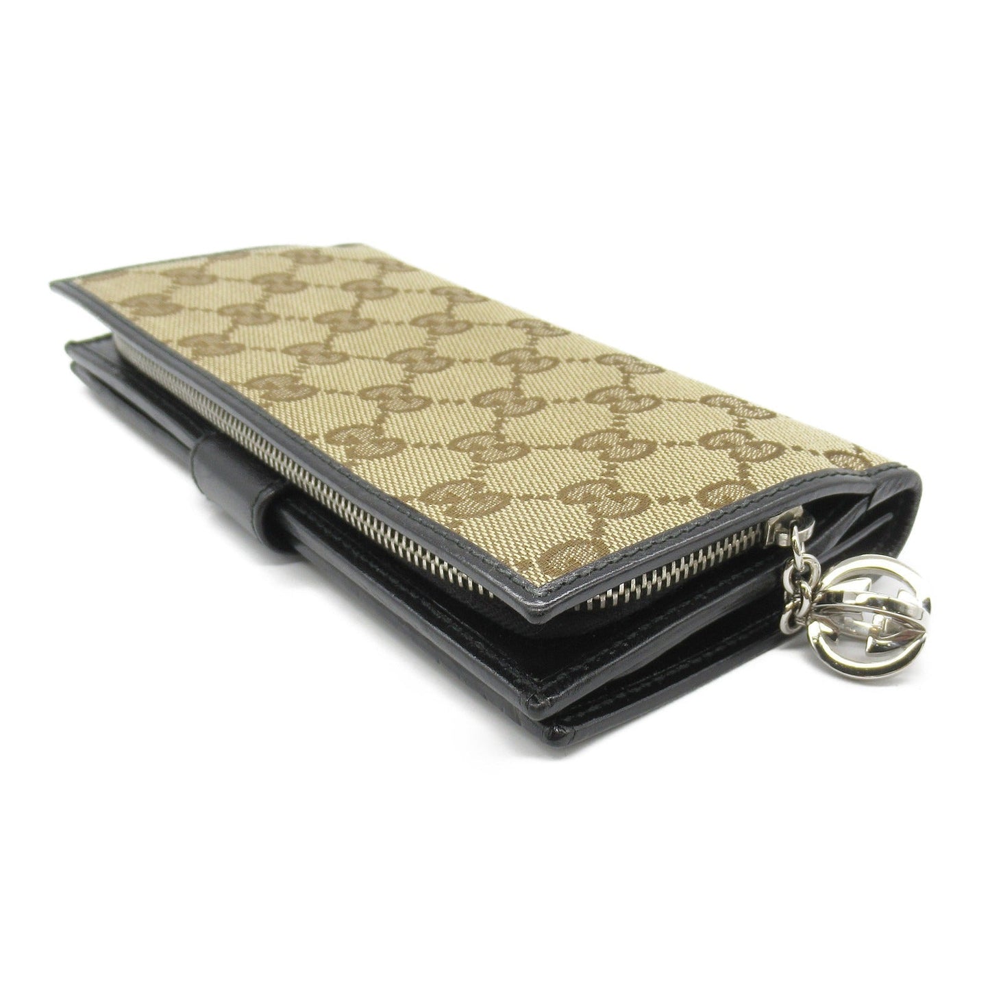 Luxury Gucci Trending 2025 GG Hook Long Wallet Bi-fold Long Wallet GG canvas Leather Beige Black
