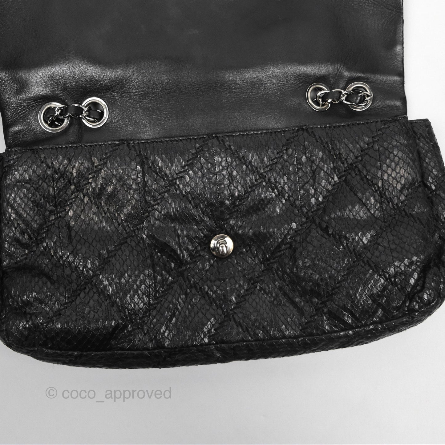 Chanel Quilted Ultimate Stitch Flap Bag Matte Python Black Silver Hardware