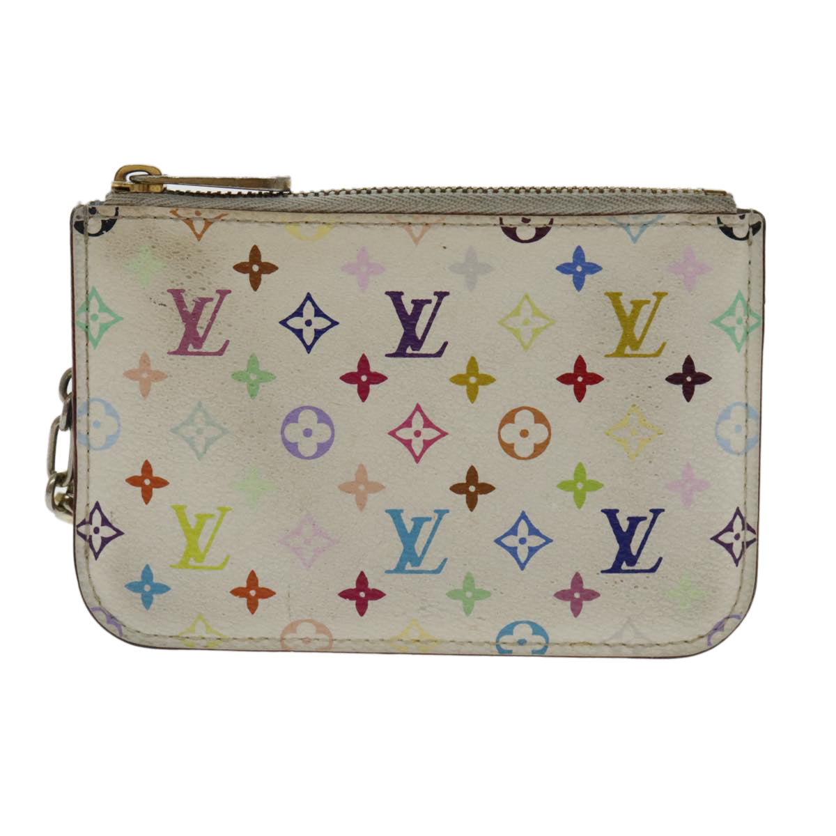 LOUIS VUITTON Multicolor Pochette Cles NM Coin Purse White M93734 LV 94159