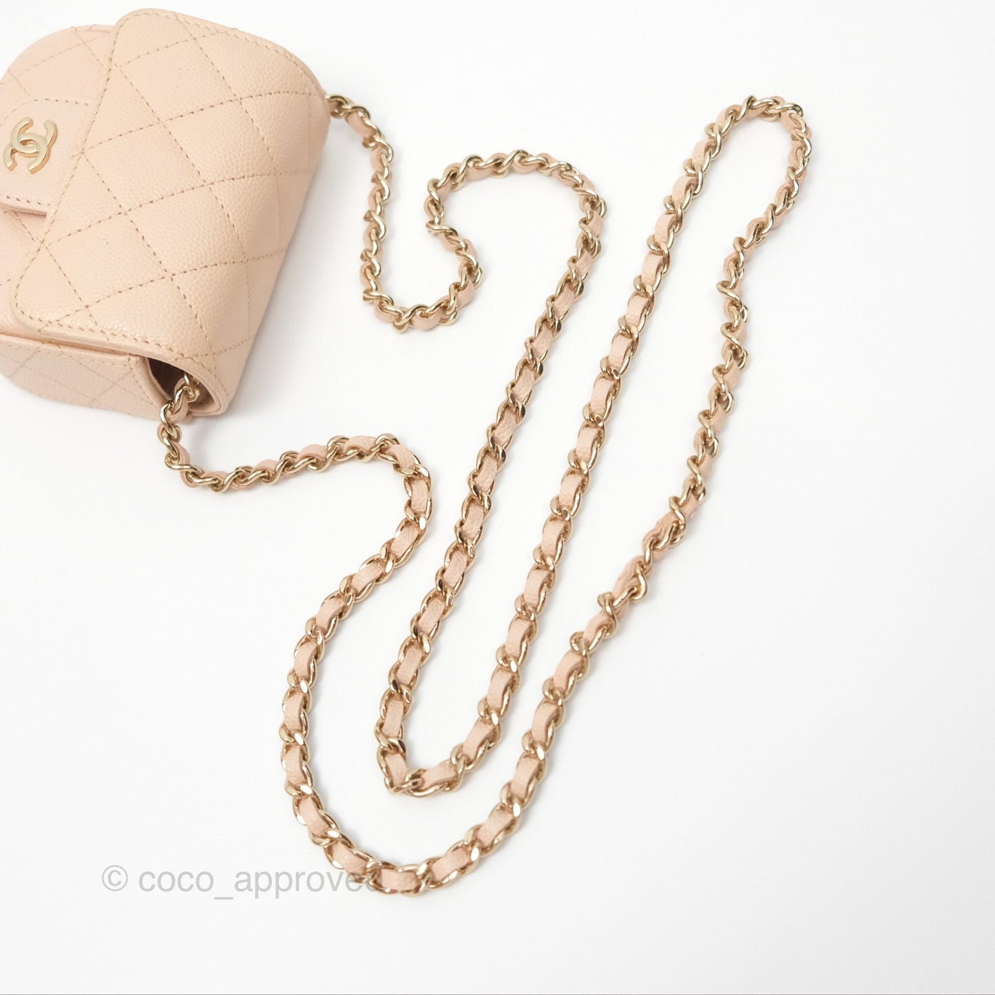 Chanel Mini Clutch With Chain Light Pink Caviar Gold Hardware