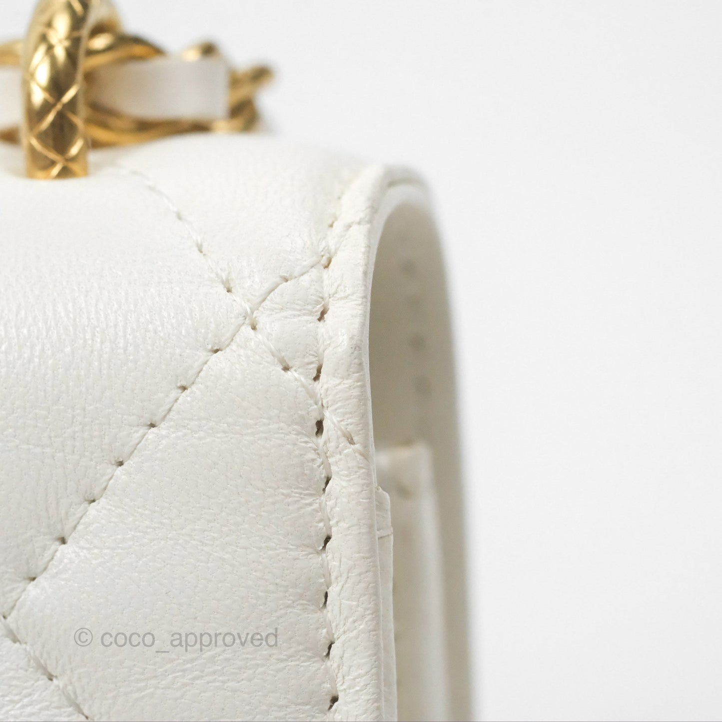 Chanel Dynasty Phone Holder with Chain White Ivory Lambskin Aged Gold Hardware