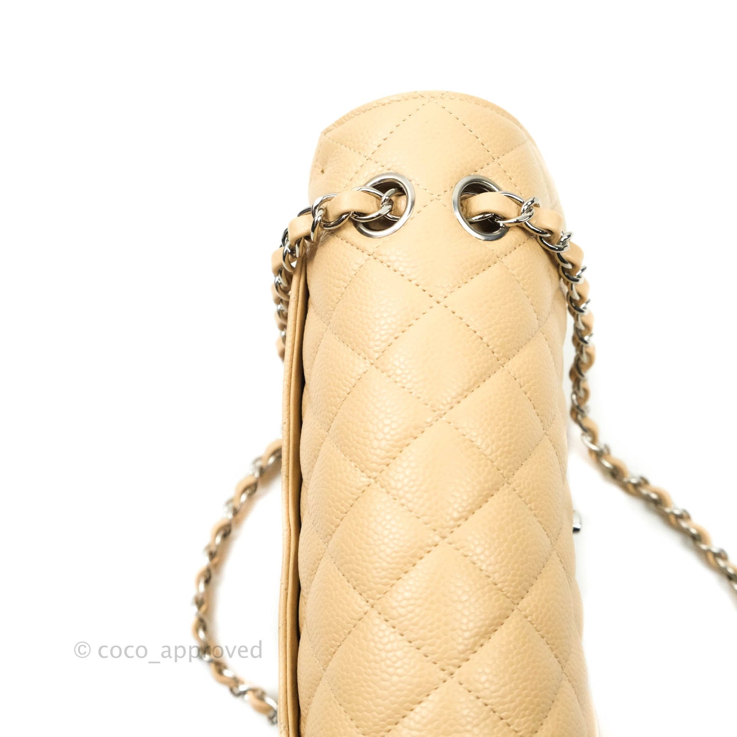 Chanel Classic Small S/M Flap Beige Caviar Silver Hardware