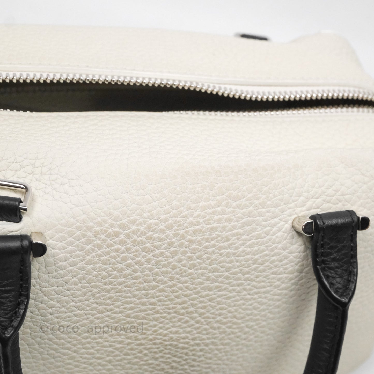Delvaux Cool Box Mini Taurillon Soft Grained White/Black Calfskin Silver Hardware