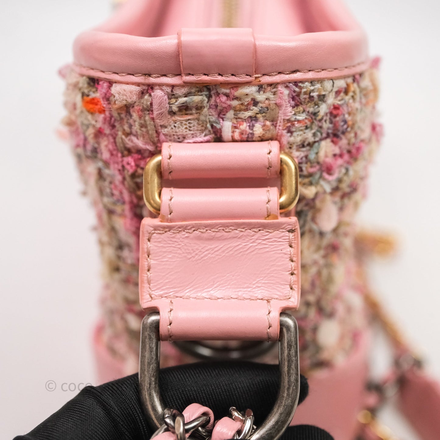Chanel Small Gabrielle Hobo Quilted Pink Tweed Aged Calfskin