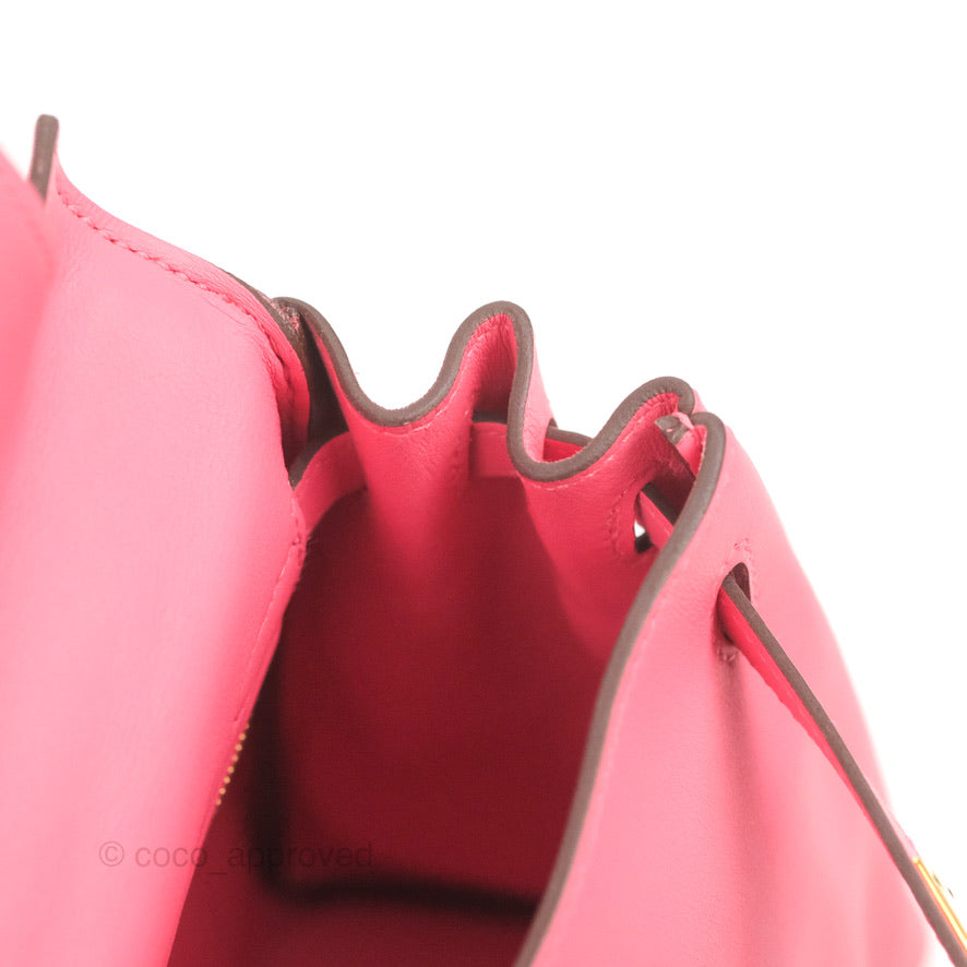 Hermès Retourne Kelly 25 Veau Swift Rose Azalee Gold Hardware