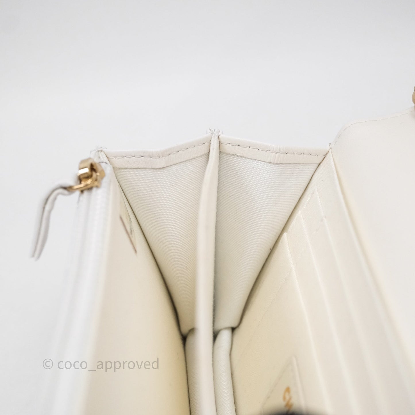 Chanel Mini Wallet On Large Pearl Chain WOC Quilted White Lambskin Gold Hardware