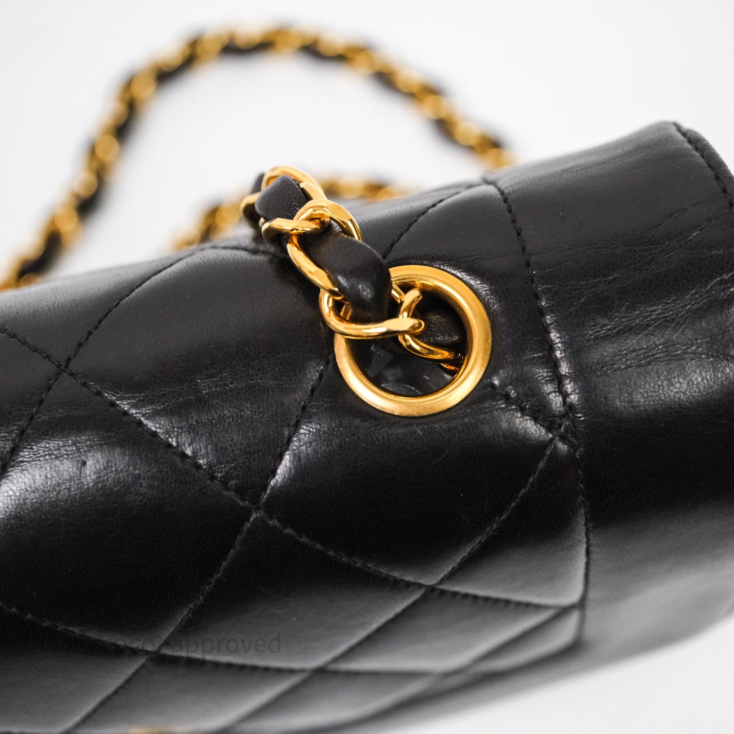 Chanel Vintage Small Quilted Classic Diana Flap Bag Black Lambskin 24K Gold Hardware