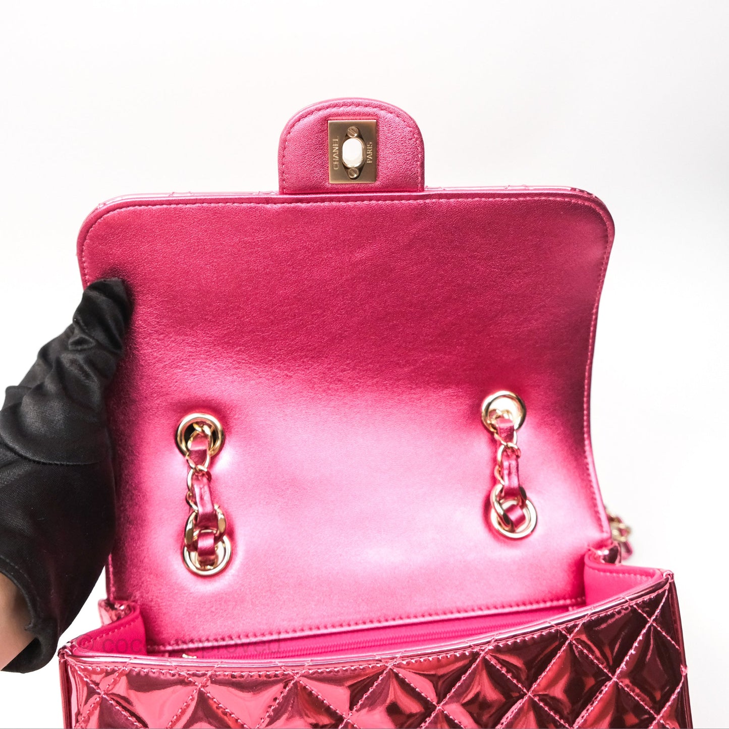 Chanel Small Flap Star Backpack Metallic Pink Mirror Calfskin Gold Hardware 24C
