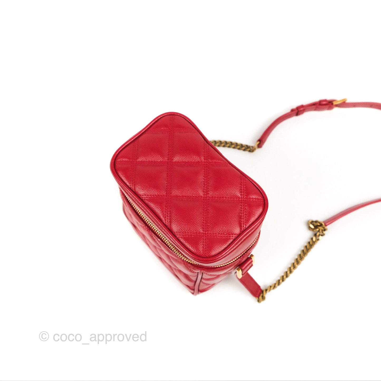 Saint Laurent 80's Vanity Bag Quilted Red Grained Calfskin
