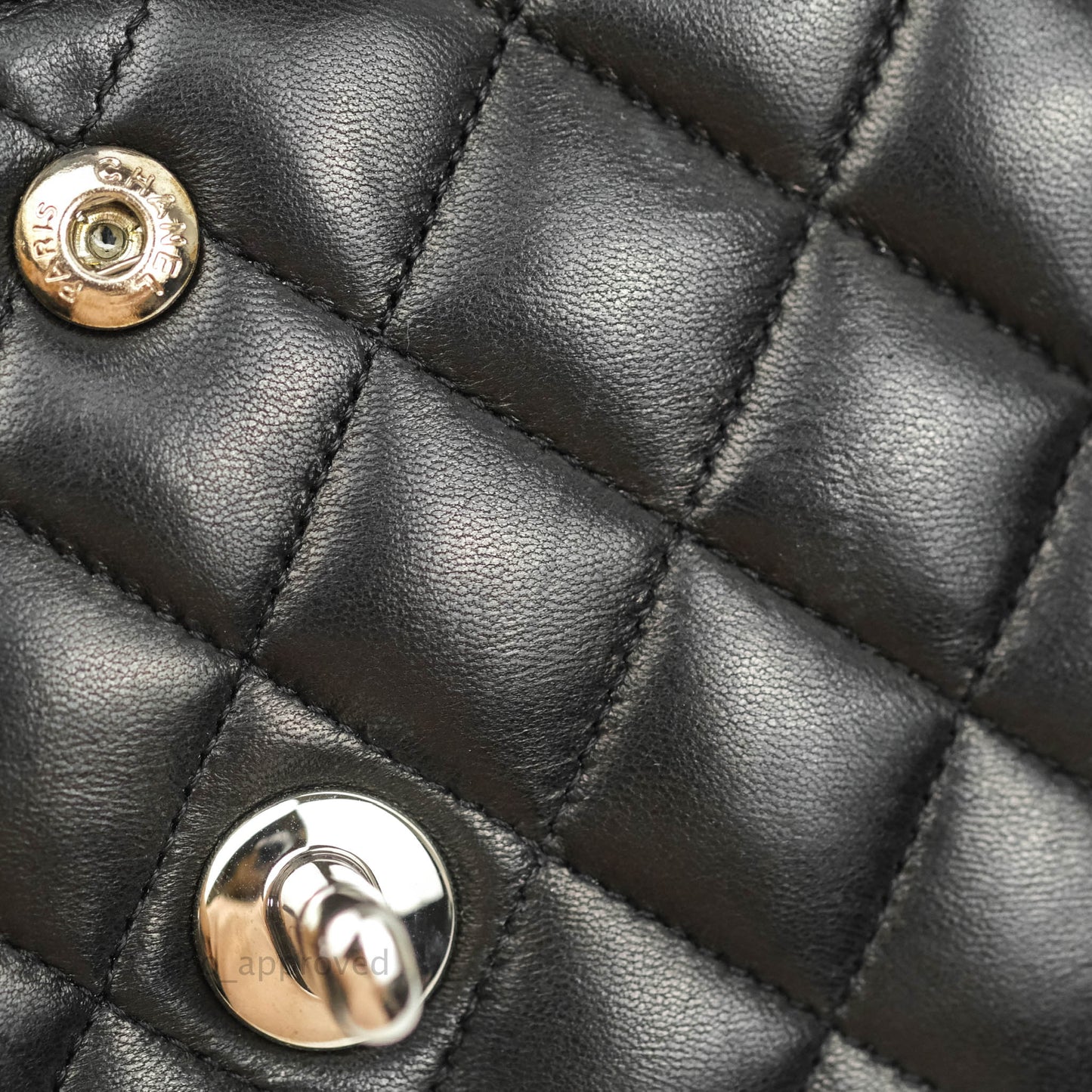 Chanel Classic M/L Medium Double Flap Black Lambskin Silver Hardware