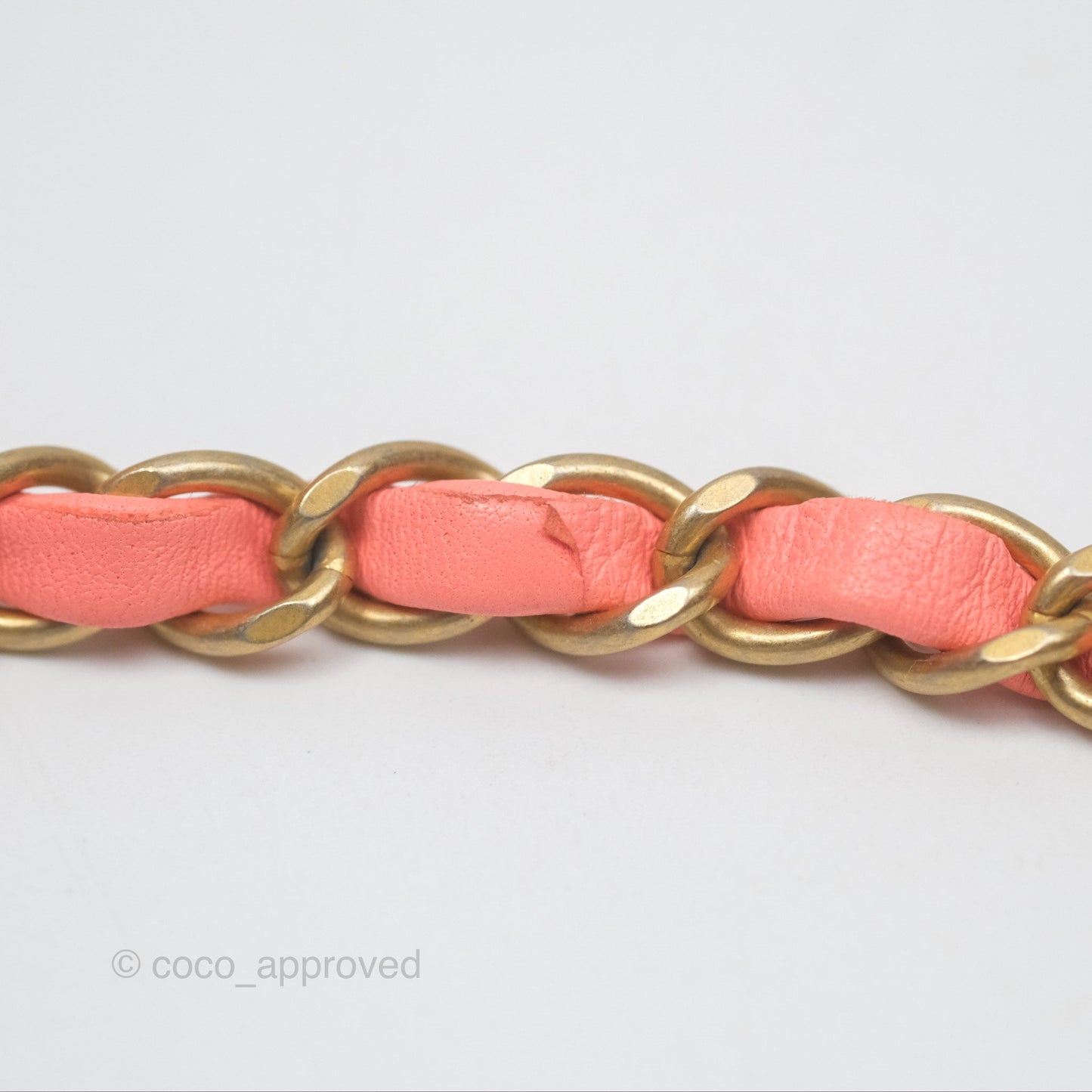 Chanel Chevron Mini Rectangular Flap Peach Pink Lambskin Aged Gold Hardware