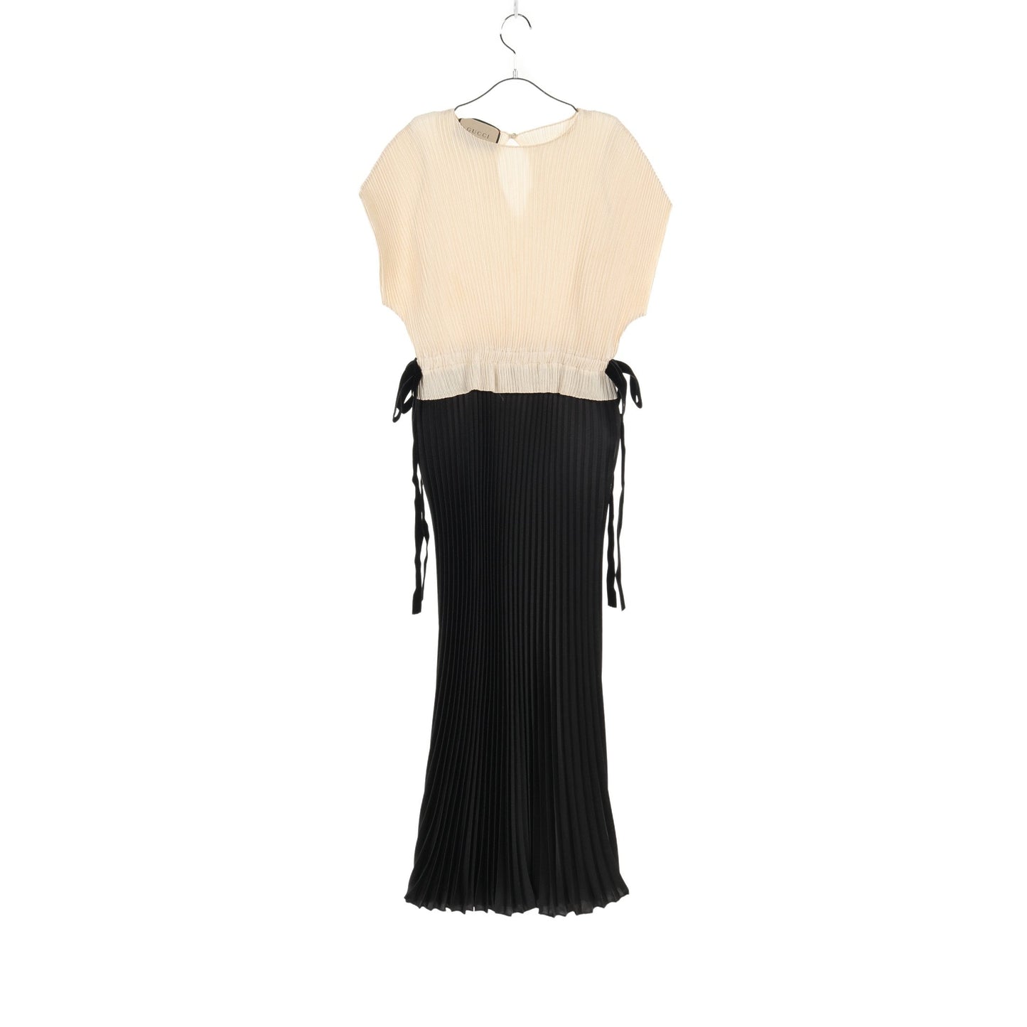 Luxury Gucci Trending 2025 One piece Pleats Ribbon Light beige Black