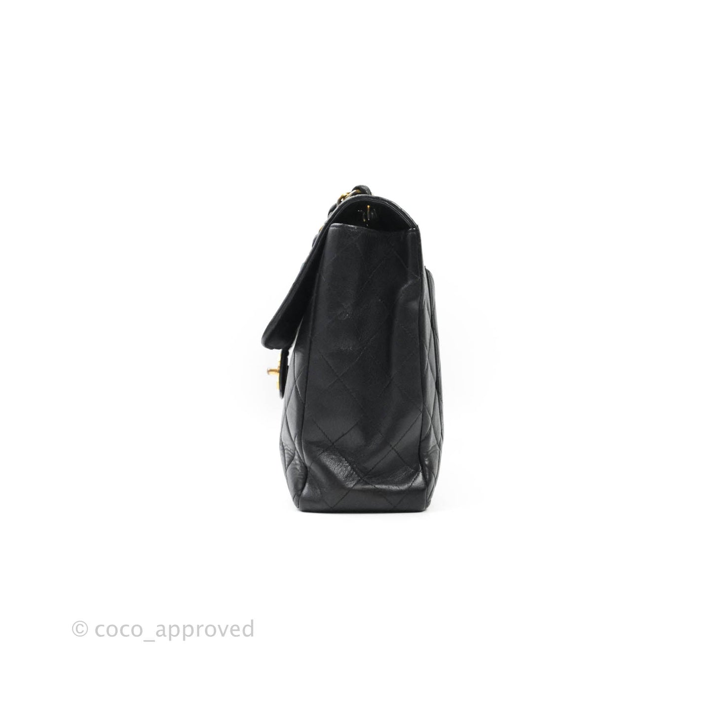 Chanel Vintage Jumbo Single Flap Black Lambskin 24K Gold Hardware
