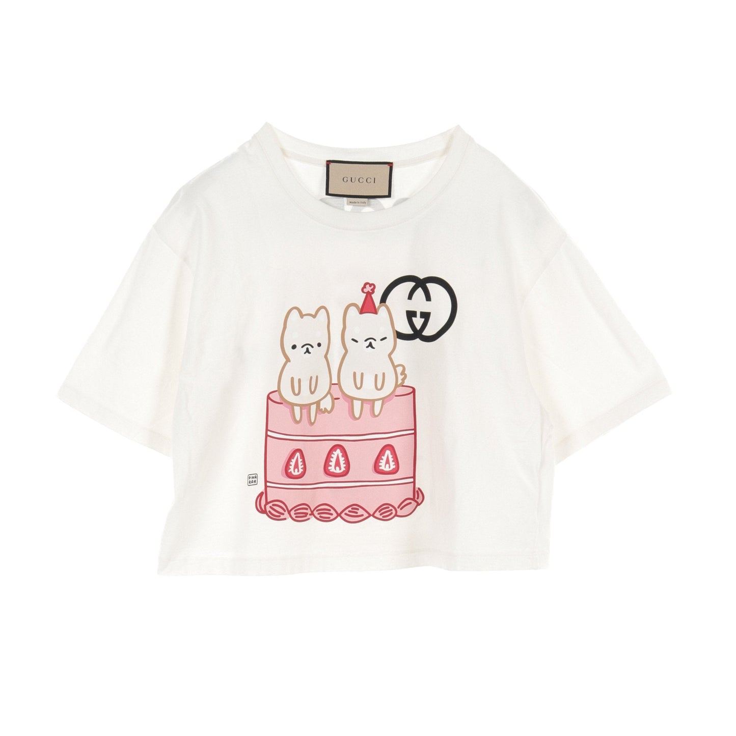 Luxury Gucci Trending 2025 Cropped T-shirt Cotton White Multicolor