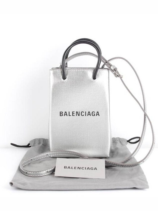 Luxury Balenciaga Phone holder cross bag silver