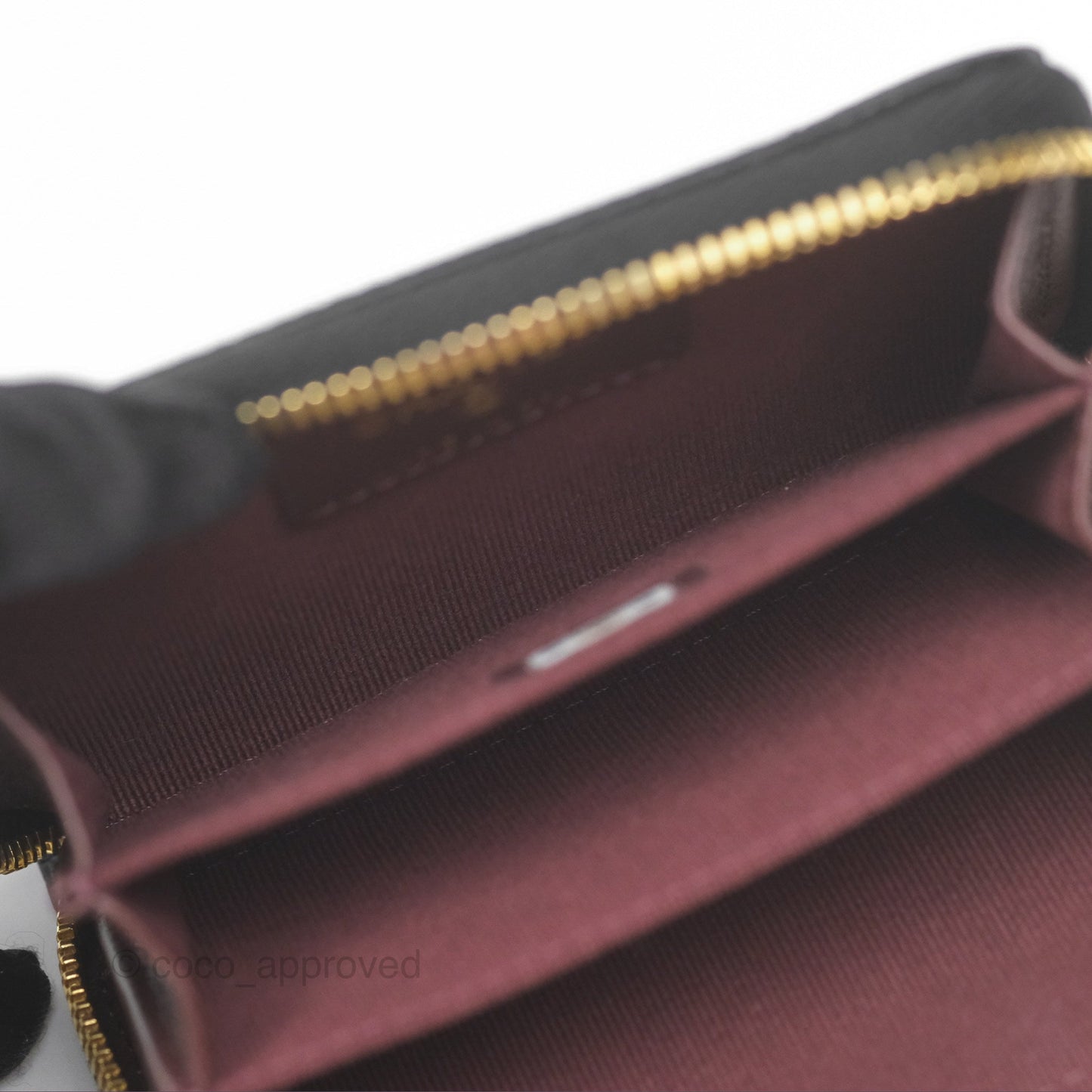 Chanel Quilted Zip Card Holder Black Caviar Gold Hardware