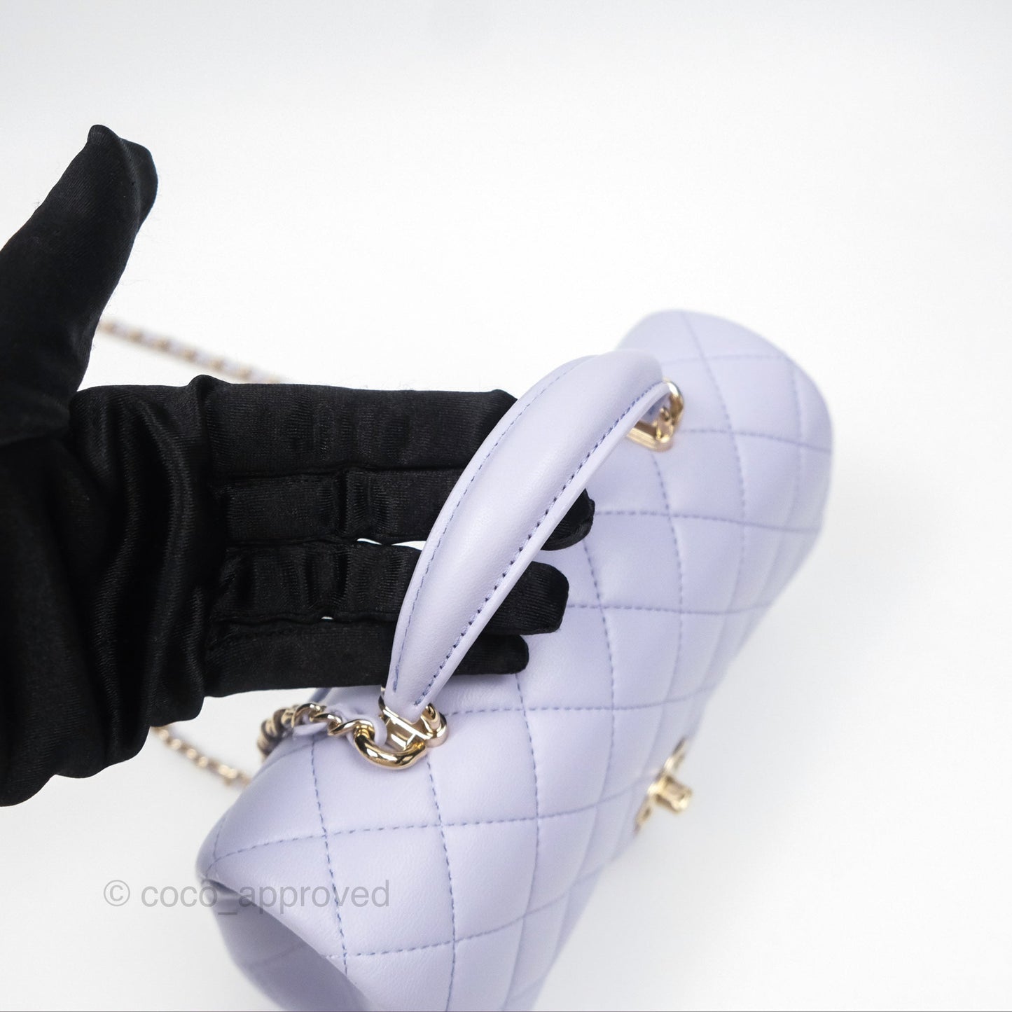 Chanel Top Handle Mini Rectangular Flap Bag Lilac Lambskin Gold Hardware
