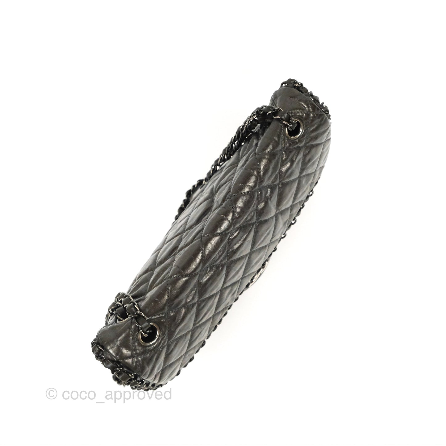 Chanel Medium Chain Me Flap Bag Metallic Dark Grey Calfskin Gun Metal
