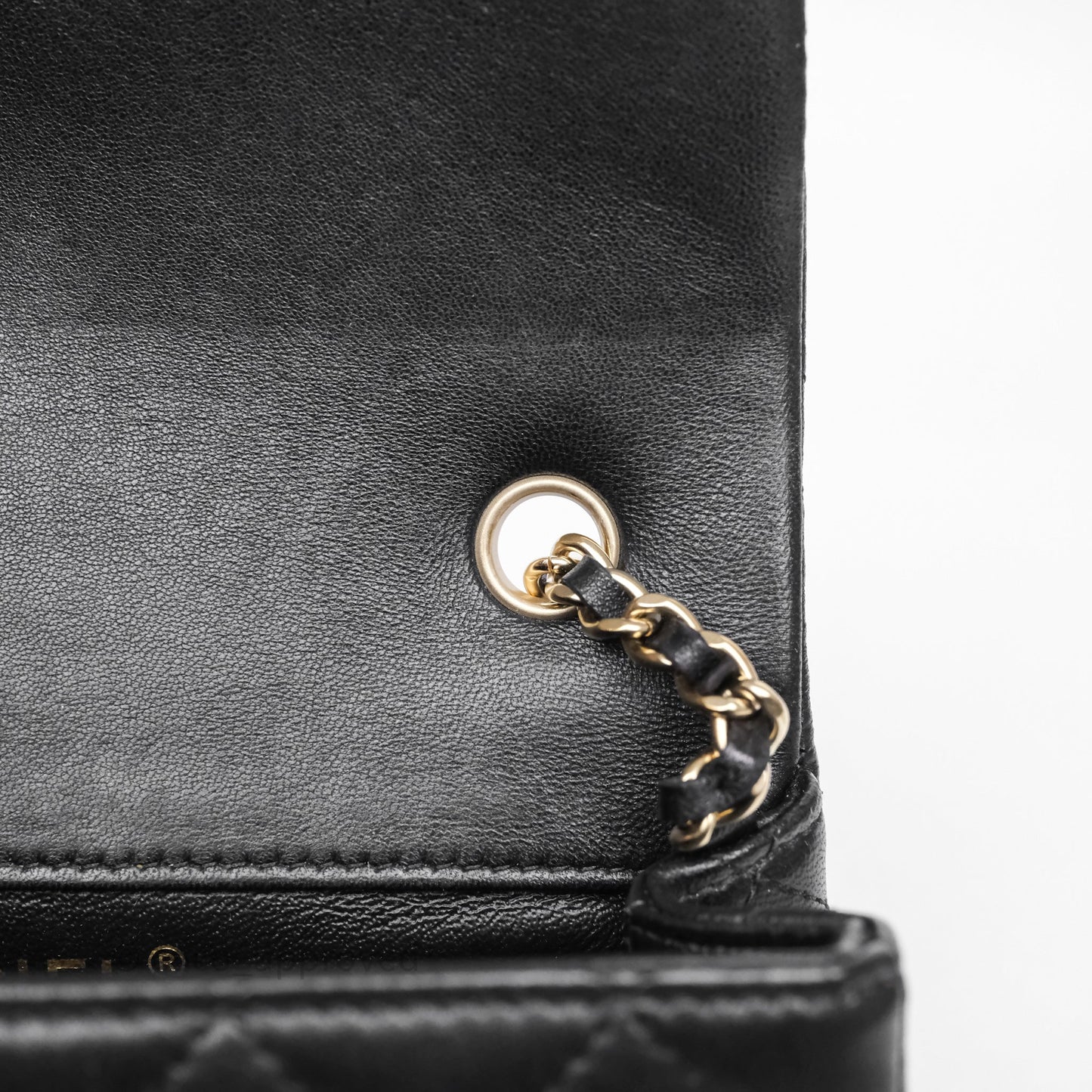 Chanel Quilted Extra Mini Rectangular Flap Black Lambskin Aged Gold Hardware