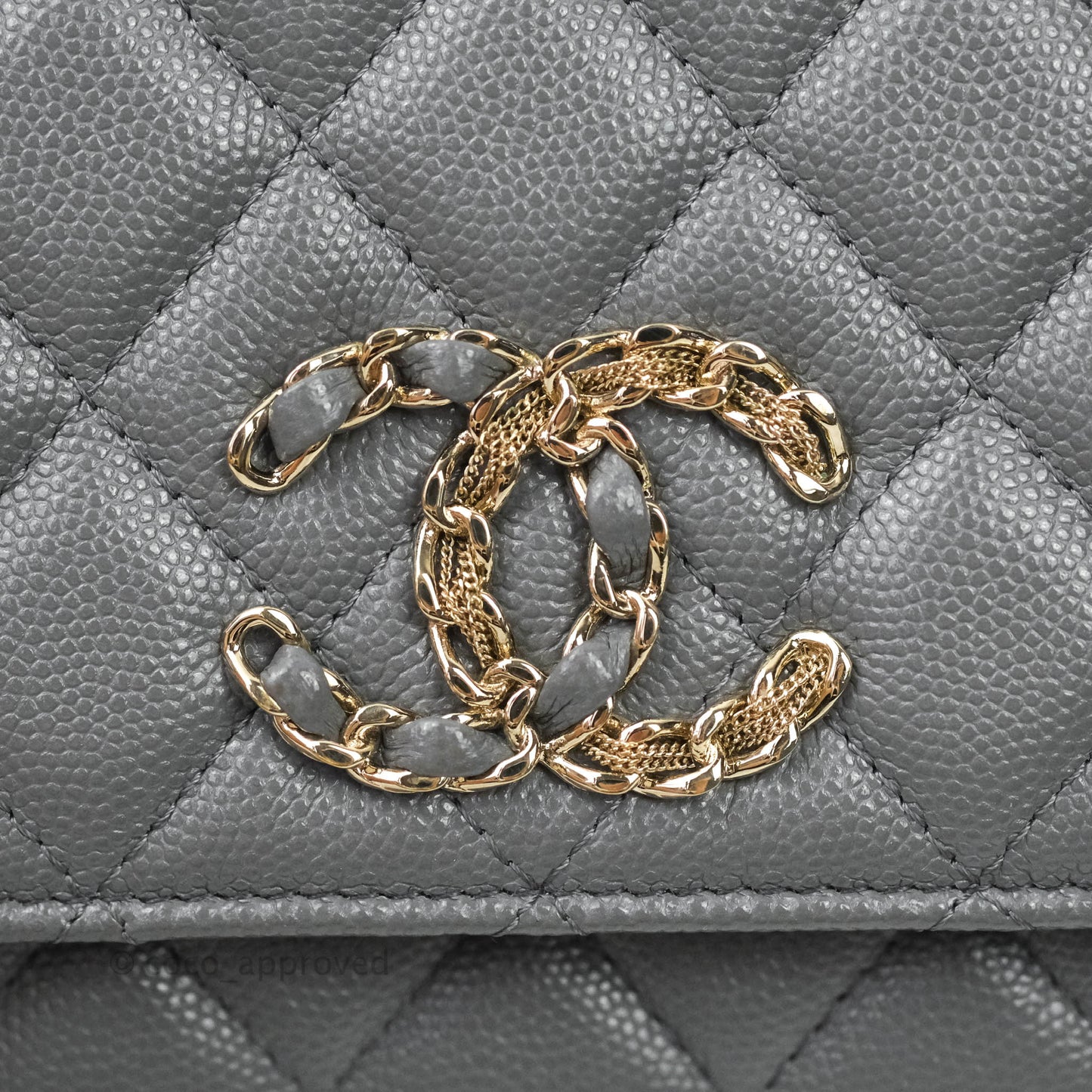 Chanel Wallet On Chain WOC Caviar Grey Gold Hardware