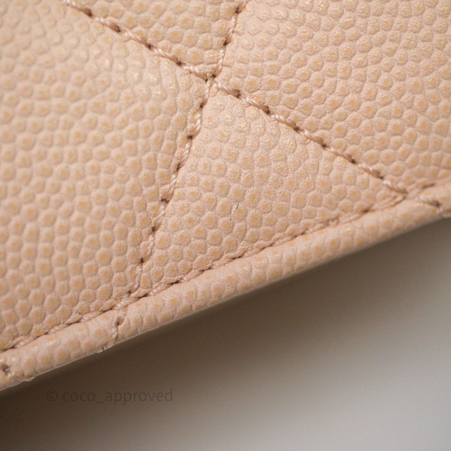 Chanel Small Like The Wallet Flap Quilted Light Beige Pink Caviar Gold Hardware 22C