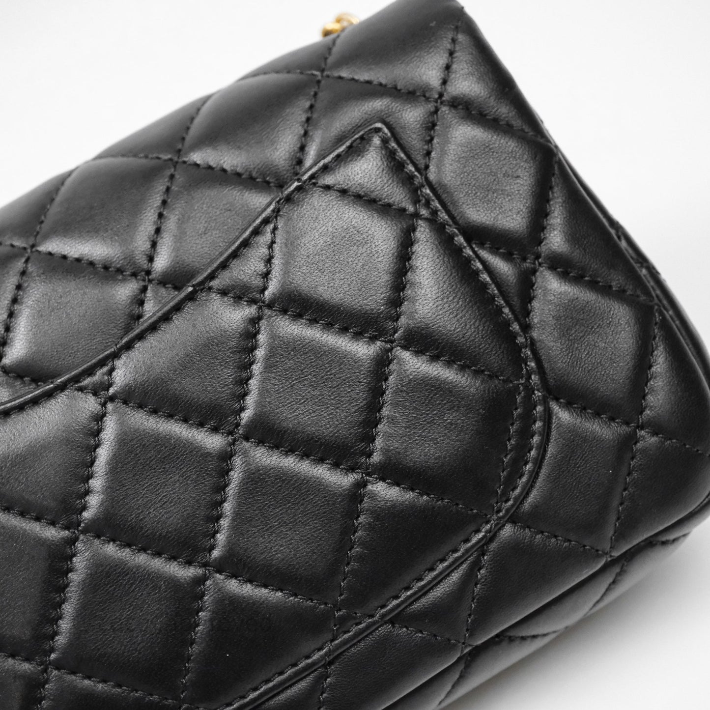 Chanel Mini Rectangular Pearl Crush Quilted Black Lambskin Aged Gold Hardware