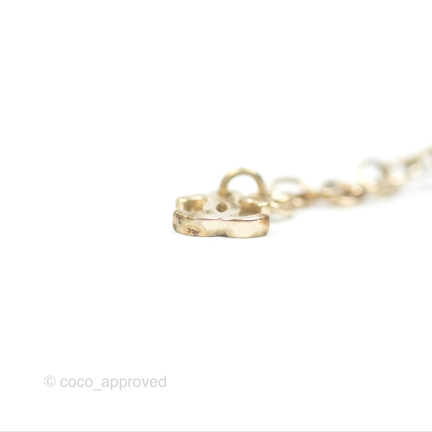 Chanel CC Pearl Double Necklace Gold Tone 17K