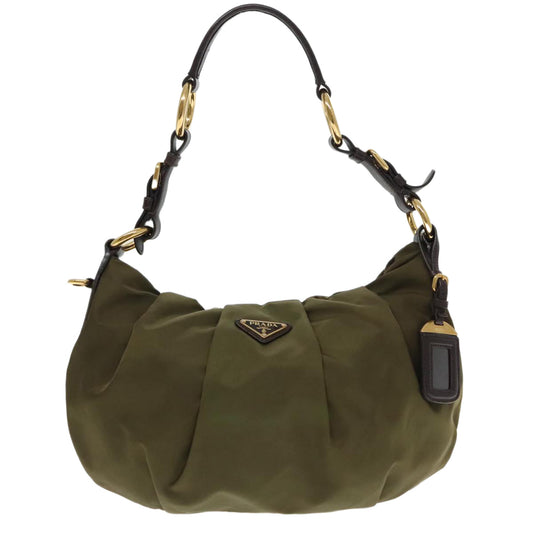 Luxury Prada Shoulder Bag Nylon Khaki Gold  94393