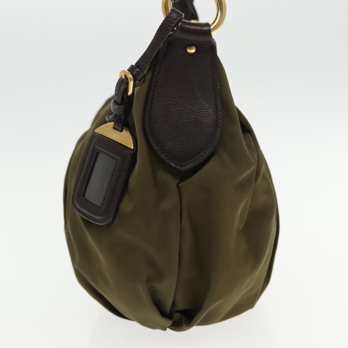 Luxury Prada Shoulder Bag Nylon Khaki Gold  94393
