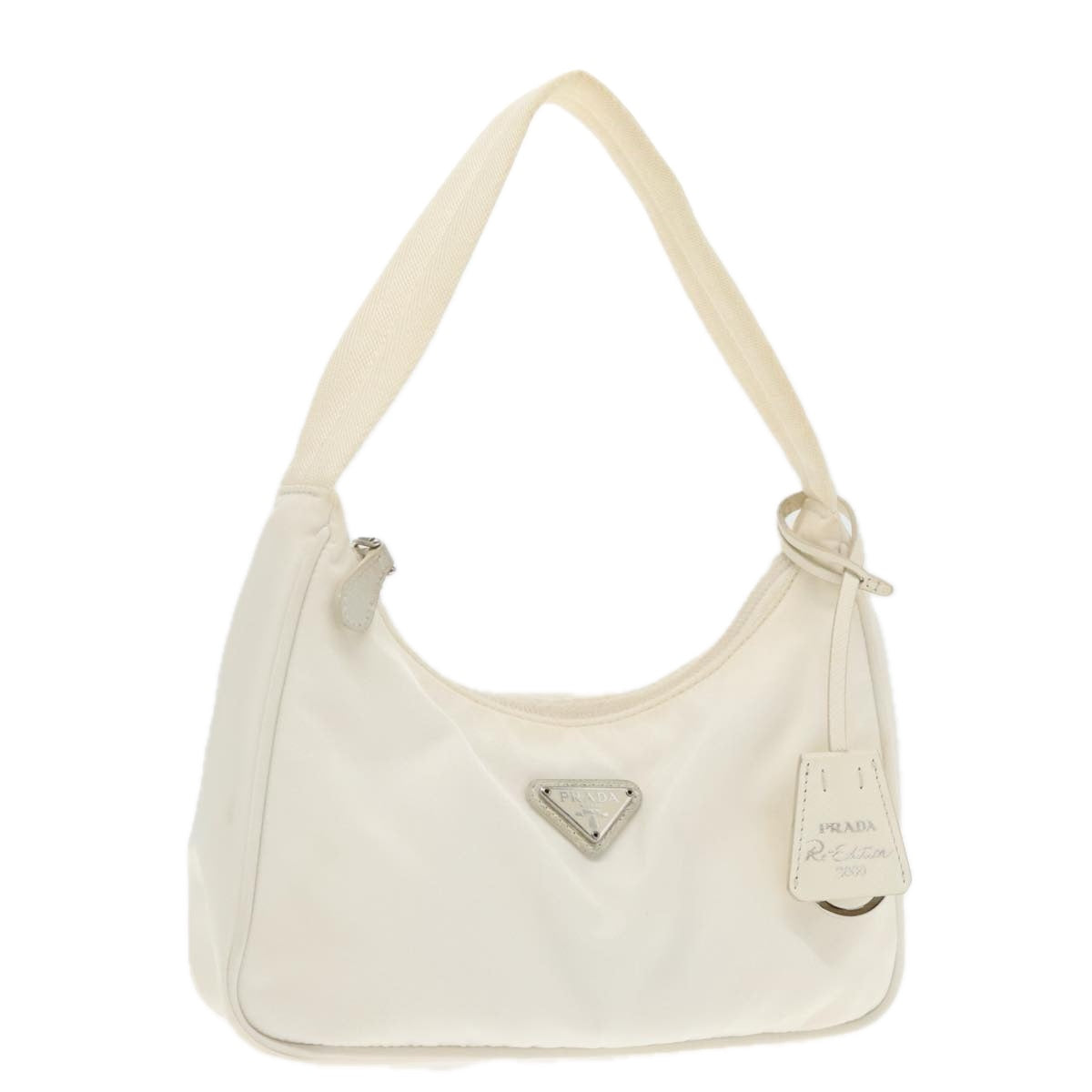 Luxury Prada Hand Bag Nylon White Silver  94394