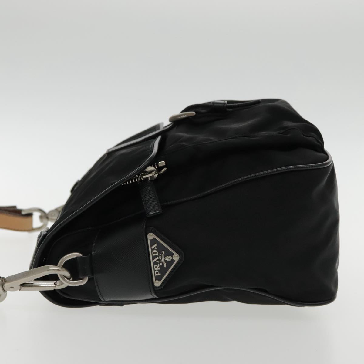 Luxury Prada Shoulder Bag Nylon Black Silver  94397