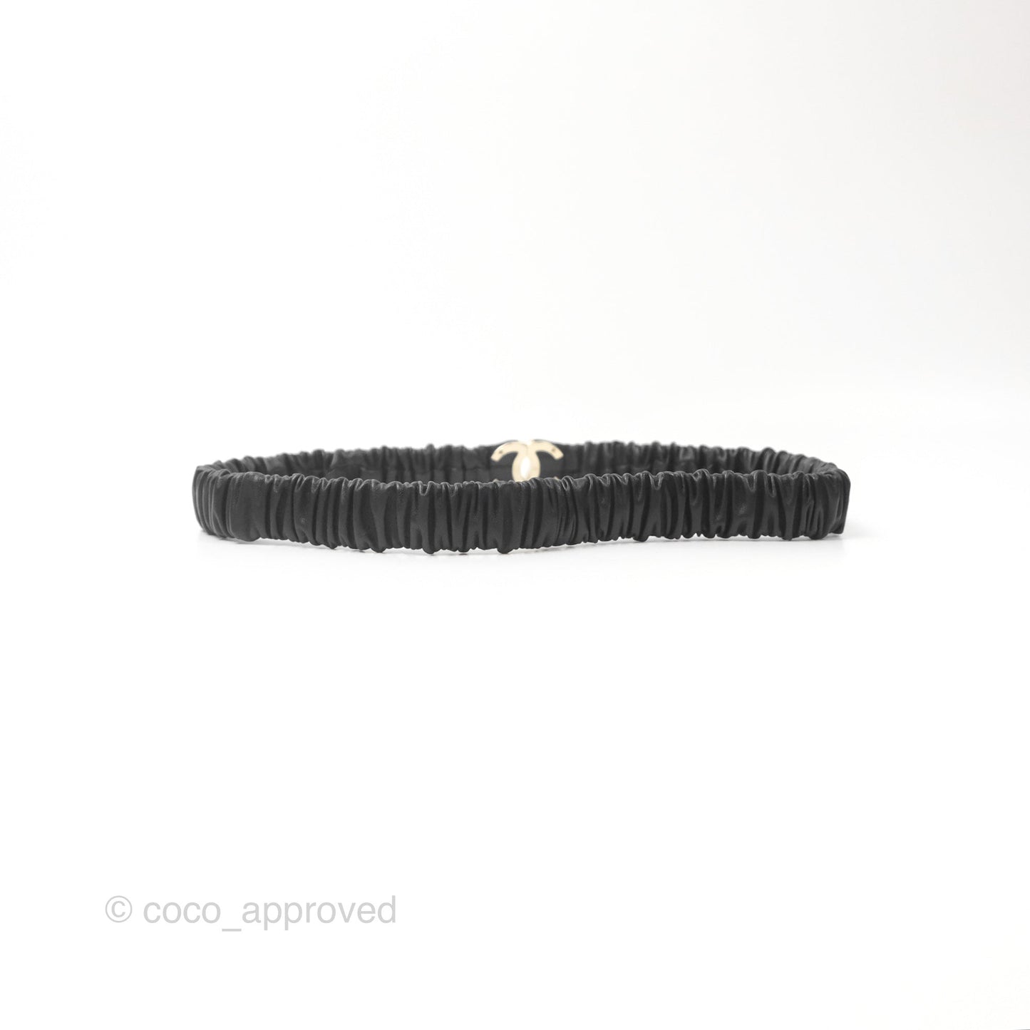 Chanel CC Ruched Belt Black Lambskin Gold Tone 21K