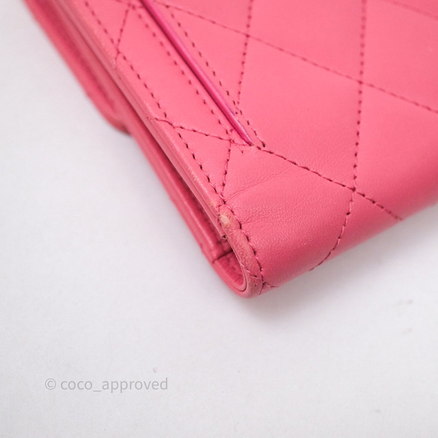 Chanel Classic Flap Wallet Pink Lambskin Silver Hardware