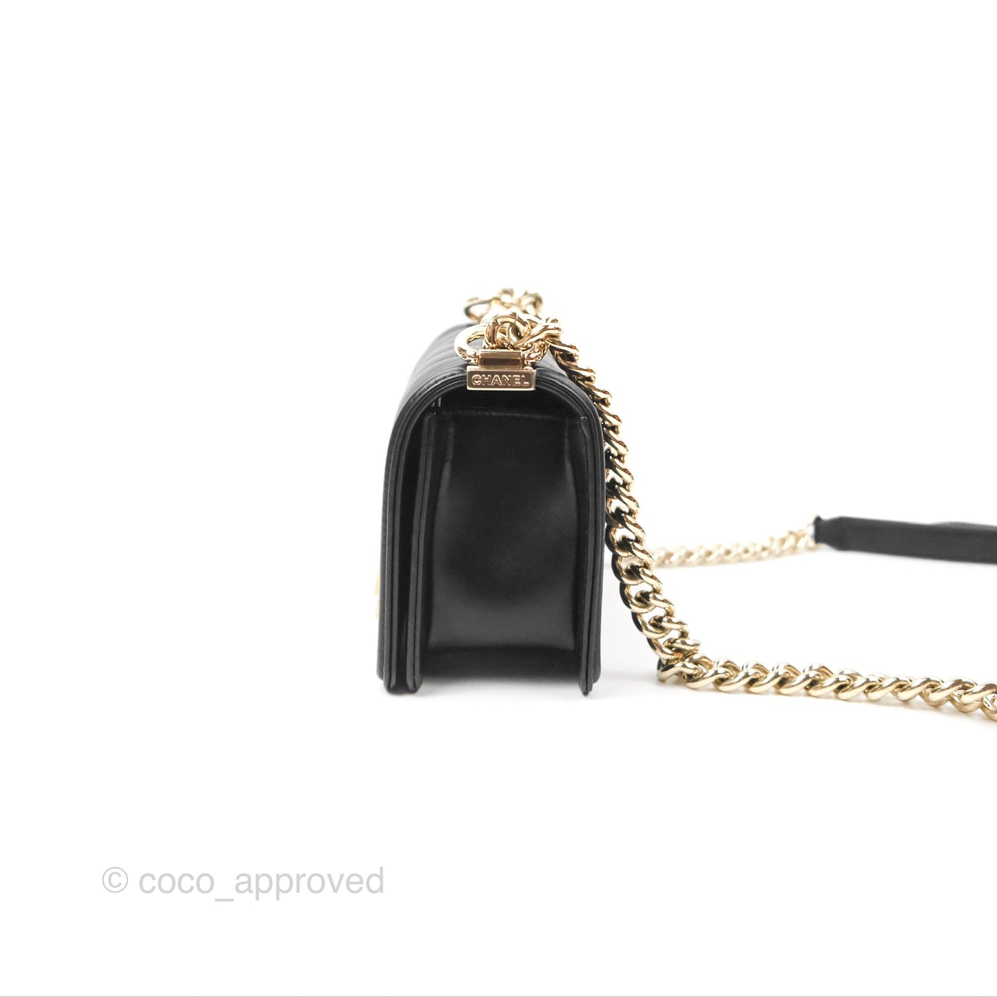 Chanel Small Boy Chevron Black Lambskin Gold Hardware