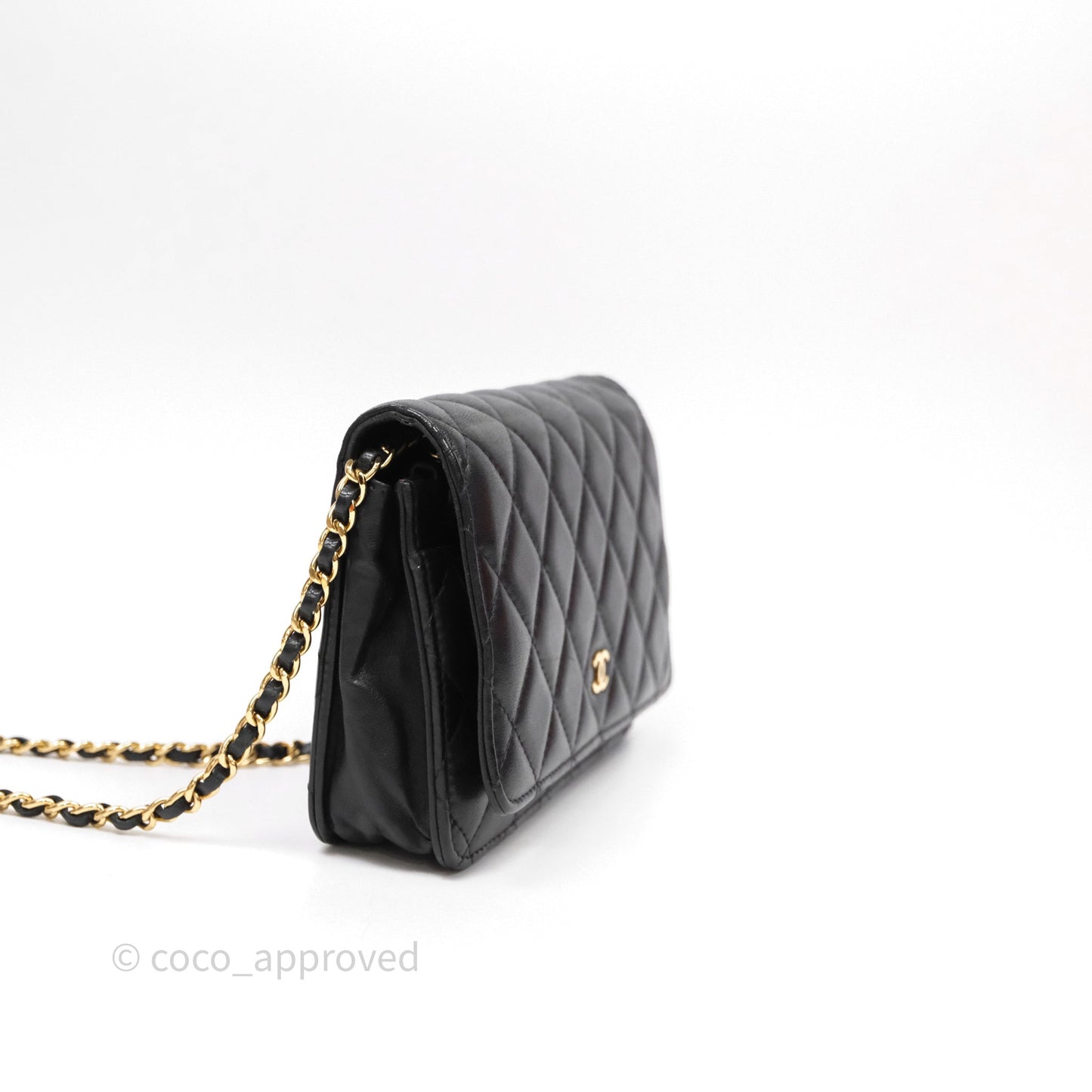 Chanel Classic WOC Wallet On Chain Quilted Black Lambskin Gold Hardware