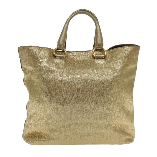 Luxury Prada Tote Bag Leather 2way Gold  94402