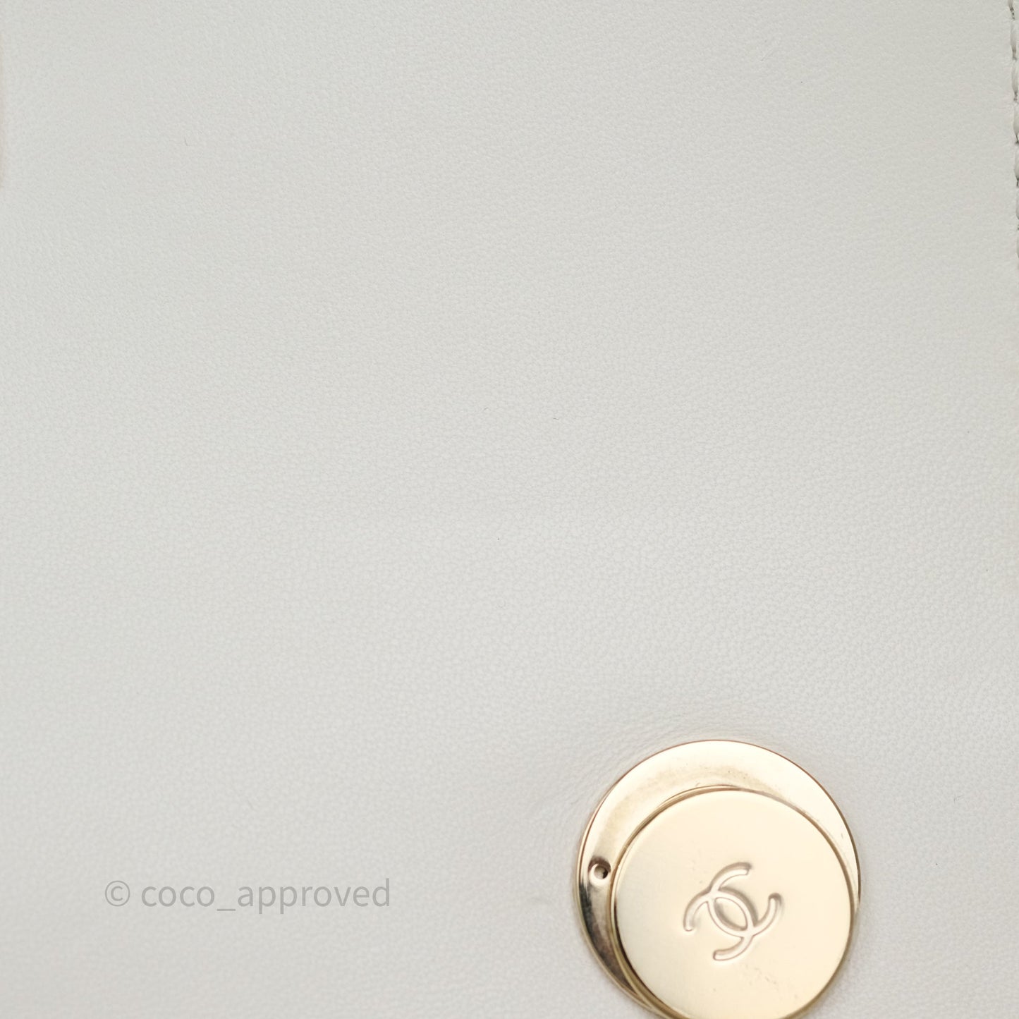 Chanel Mini Trendy CC Handle Bag Lacquered Logo White Lambskin
