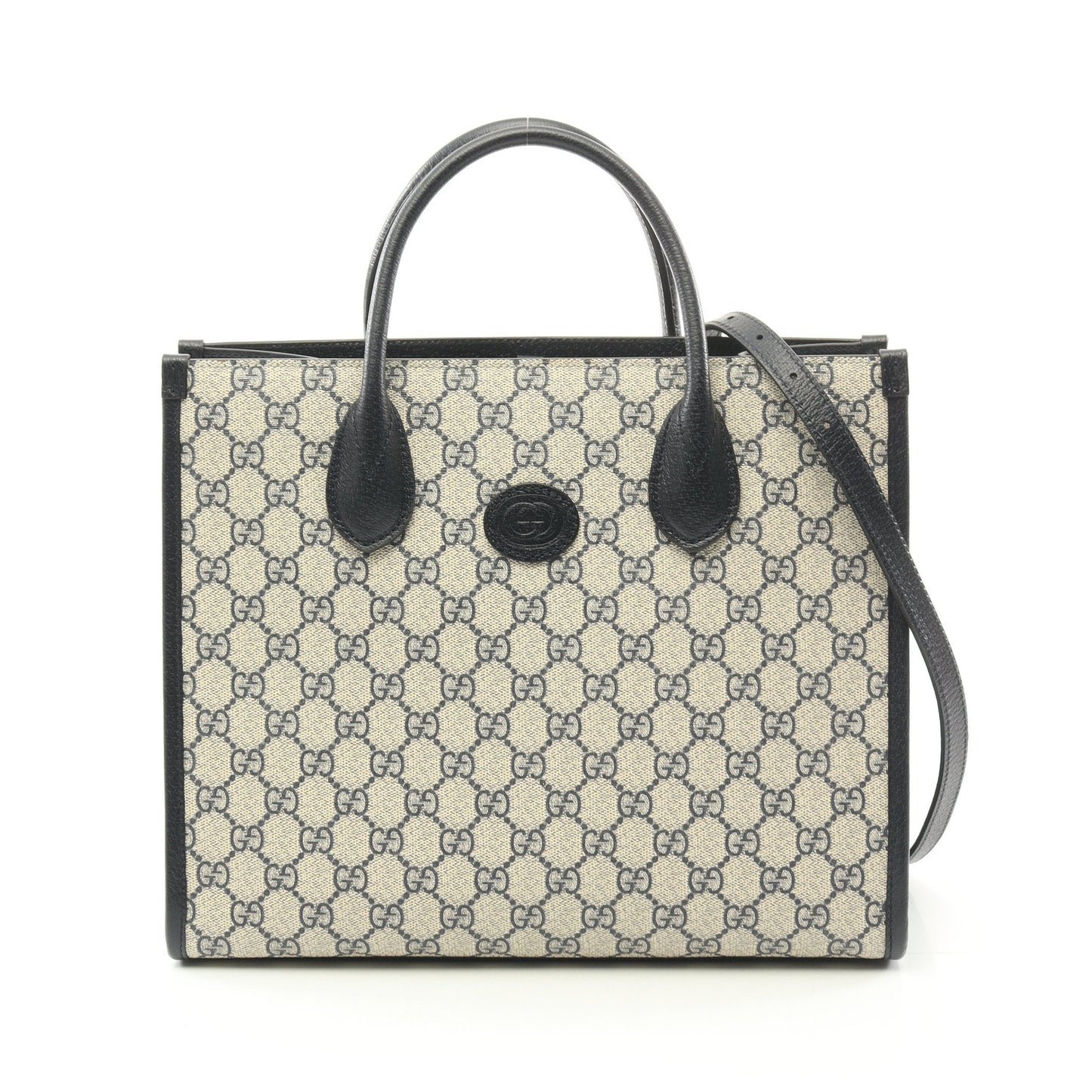 Luxury Gucci Trending 2025 GG Supreme Handbag Tote bag Apple PVC Leather Beige Navy 2WAY